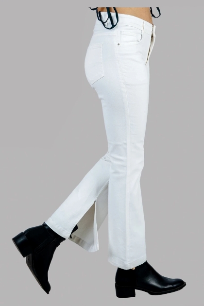 Women Flared High Rise White Jeans - Image 2
