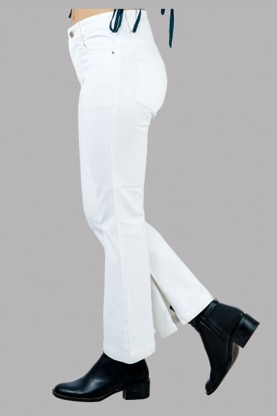 Women Flared High Rise White Jeans - Image 3