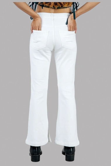Women Flared High Rise White Jeans - Image 5