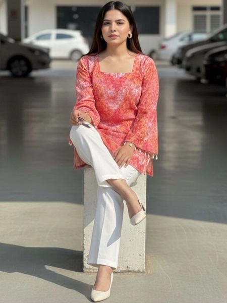 Women Printed Pure Cotton Straight Kurta - Image 2