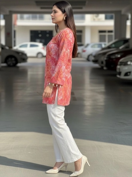 Women Printed Pure Cotton Straight Kurta - Image 4