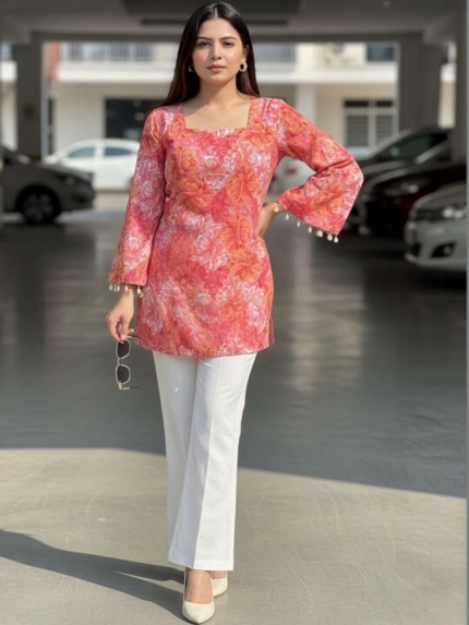 Women Printed Pure Cotton Straight Kurta