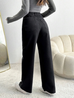 Women Flared High Rise Dark Blue Jeans - Image 6