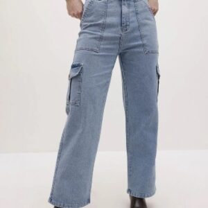 Women Flared High Rise Dark Blue Jeans