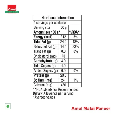 Amul Fresh Malai Paneer 200gm - Image 3