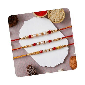 3 Pearl Beads Designer Rakhis - Image 2