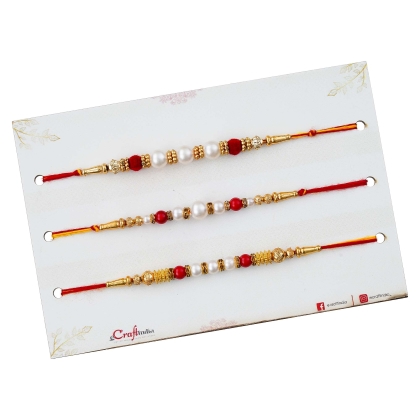 3 Pearl Beads Designer Rakhis - Image 3