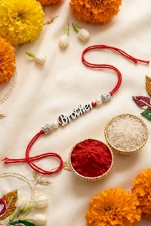 Silver Rakhi with Pearl Beads - Image 3