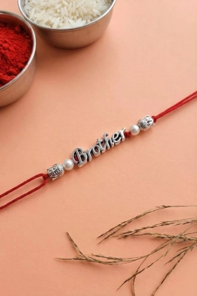 Silver Rakhi with Pearl Beads - Image 4