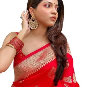 Women's Pure Kanjivaram Silk Saree Soft Design With Blouse Piece For Wedding