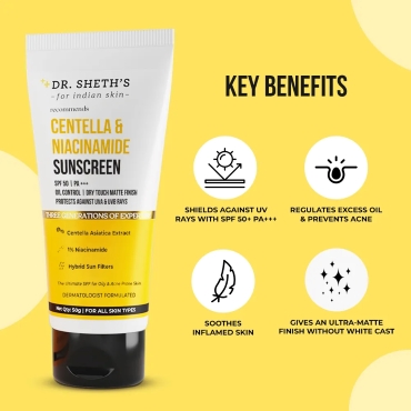 Dr. Sheth's Centella & Niacinamide Oil-Free Matte Sunscreen SPF 50 PA+++ - Image 3