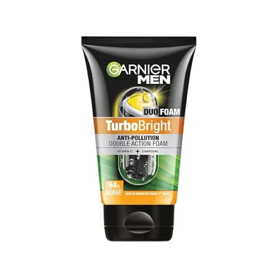 Garnier Men Facewash| Brightening & Anti-Pollution, Turbo Bright Double Action|
