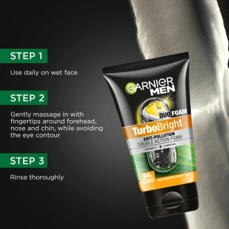 Garnier Men Facewash| Brightening & Anti-Pollution, Turbo Bright Double Action| - Image 6