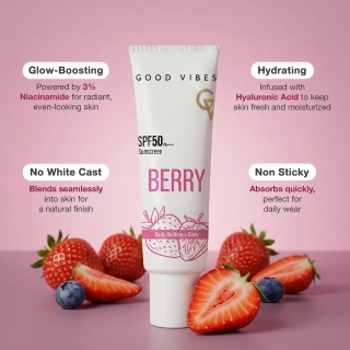 Good Vibes Berry Brightening Sunscreen SPF 50 PA++++ - Image 3